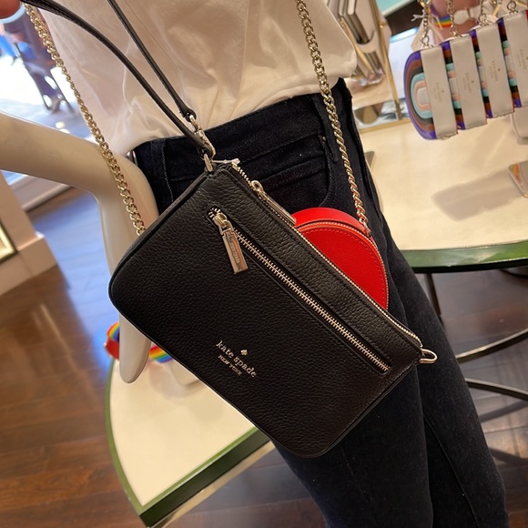 Kate Spade Leila Pebble Leather Convertible Wristlet Wallet Clutch 
Black - Picture 5 of 16